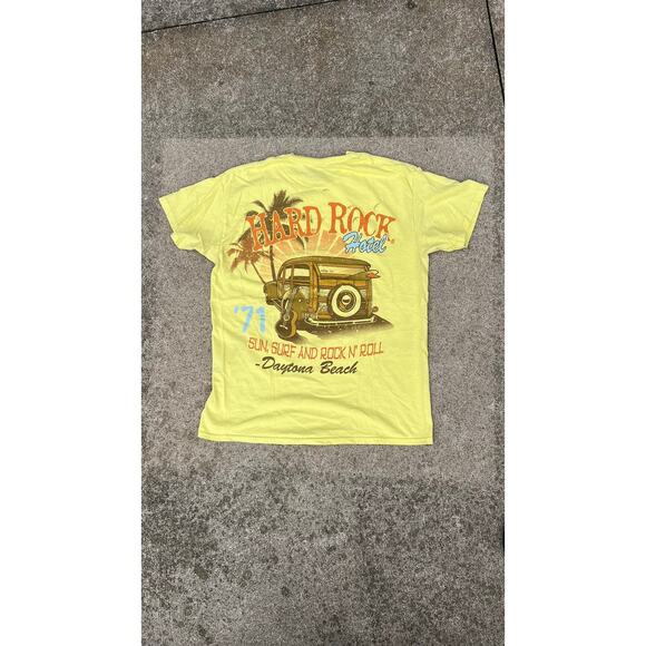 Hard Rock Cafe Shirt Unisex Size Medium Yellow Daytona Graphic Short Sleeve Tee - Picture 4 of 5